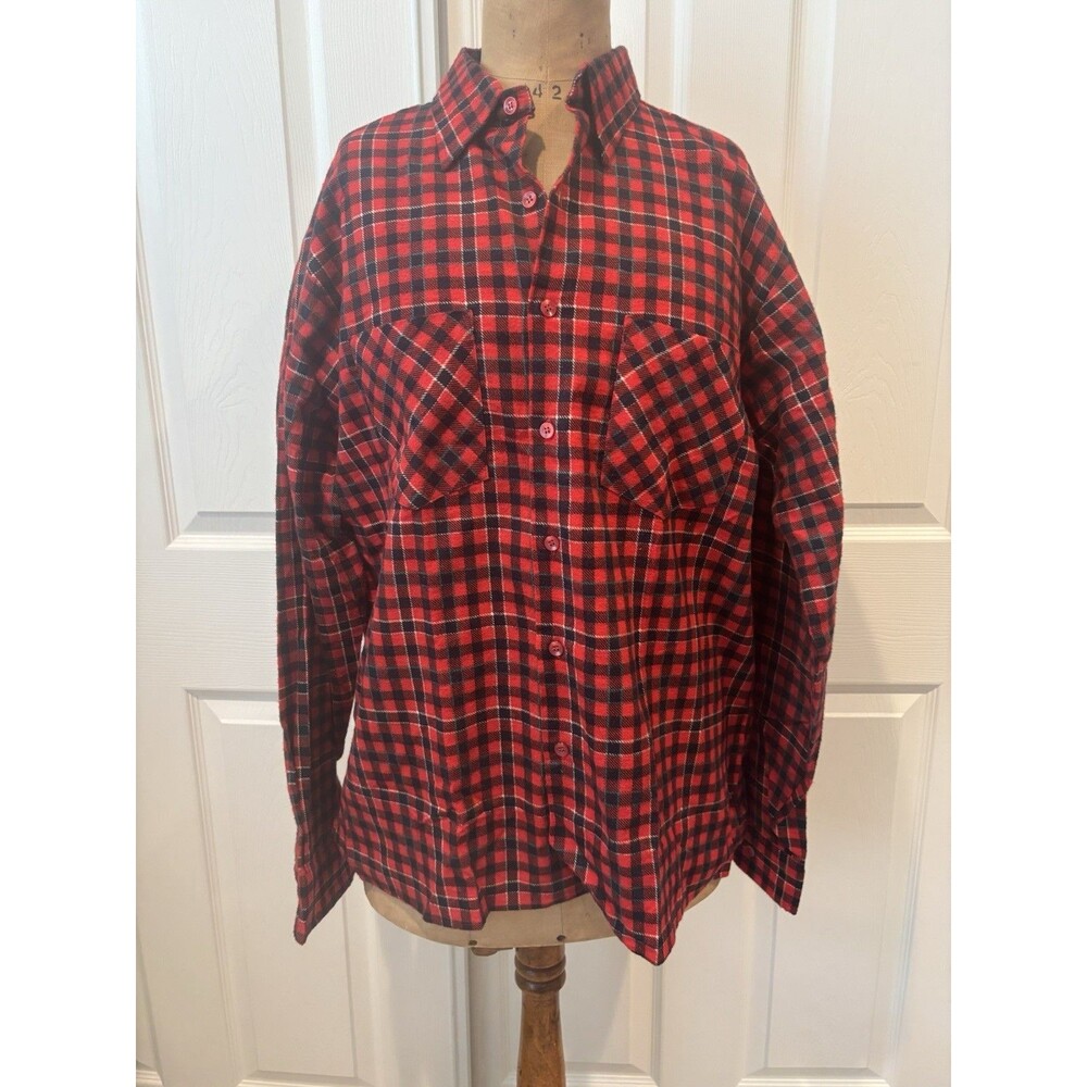Vintage Saugatuck Dry Goods Co Shirt Mens Large Heavyweight Flannel Button Down